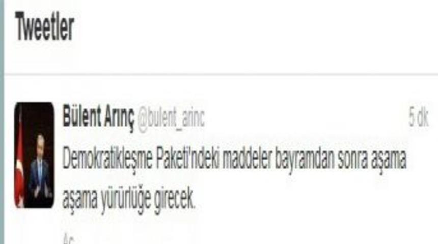 Başbakan Yardımcısı B&uuml;lent Arın&ccedil;: