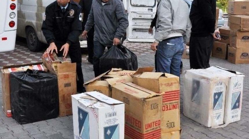 Aksaray’da 8 Adrese Kaçak Sigara Operasyonu