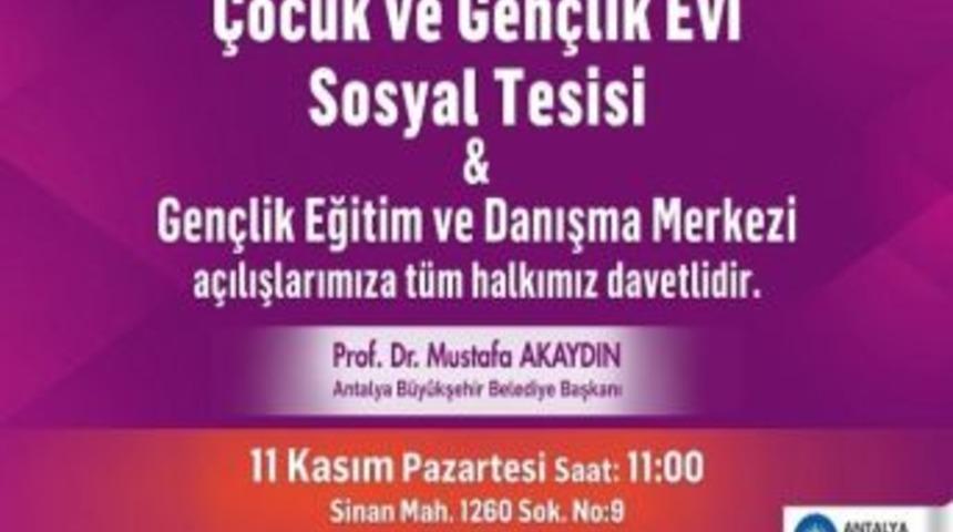 &Ccedil;ocuk Ve Gen&ccedil;lik Evi Sosyal Tesisi 11 Kasım&rsquo;da A&ccedil;ılıyor