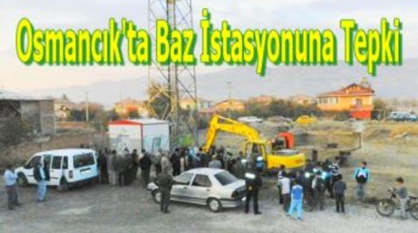 Osmancık'ta baz istasyonuna tepki