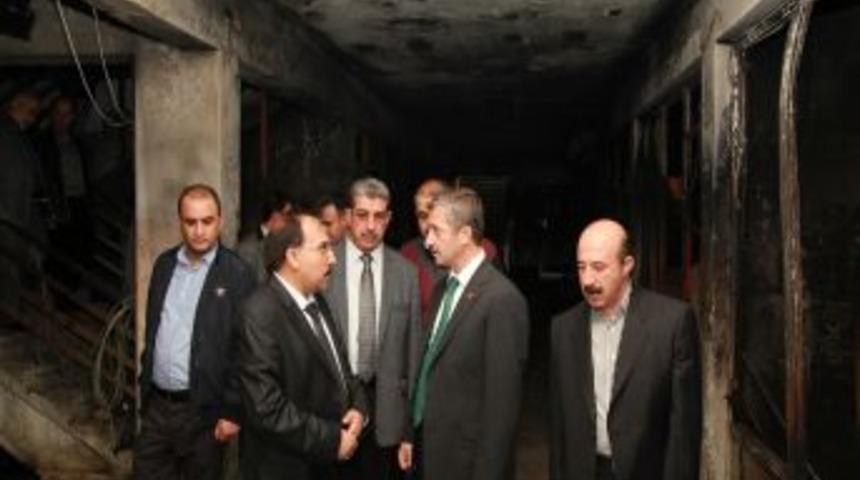 Tahmazoğlu, Yangın &Ccedil;ıkan Iş Hanını Inceledi
