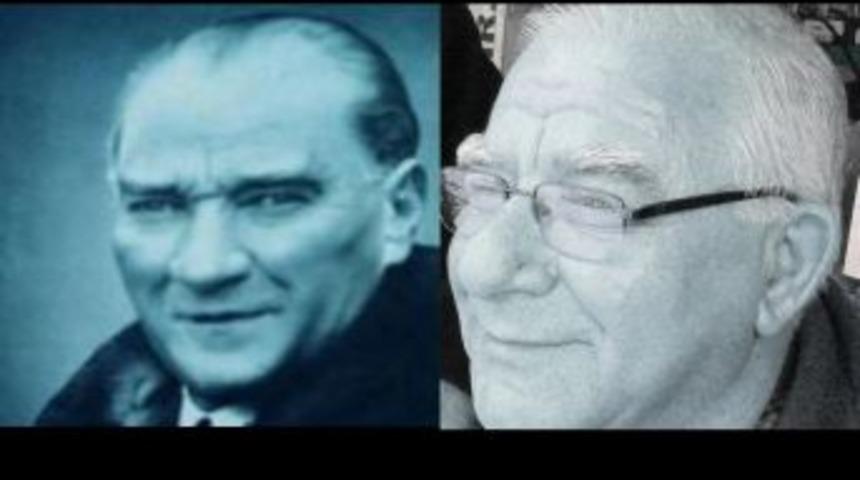 ATAT&Uuml;RK'e &ccedil;ok benzeyen adam.herkezin dikkatini &ccedil;ekiyor.