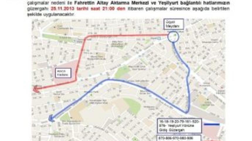 İn&ouml;n&uuml; Caddesi&rsquo;nde 1 G&uuml;nl&uuml;k Zorunlu G&uuml;zergah Değişikliği