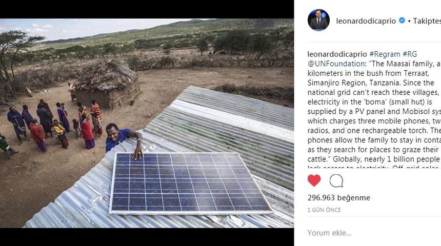 DiCaprio’dan “şebekesiz güneş enerjisi” mesajı
