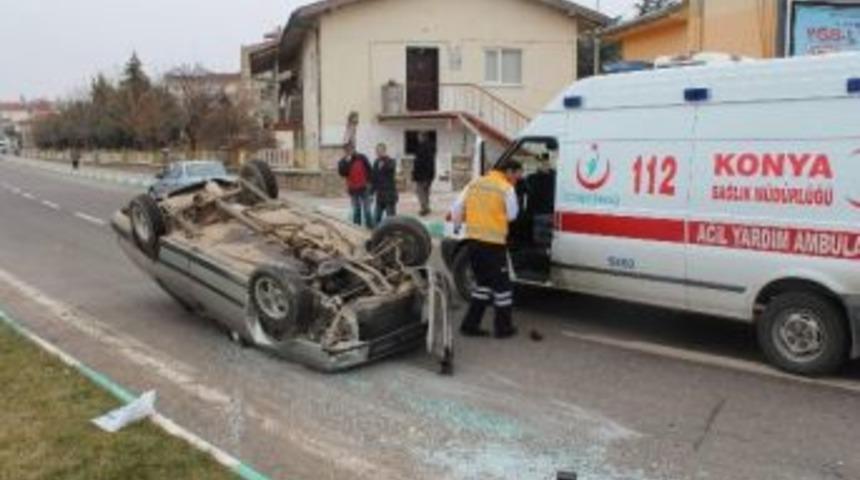 Beyşehir&rsquo;de Otomobil Devrildi: 1 Yaralı