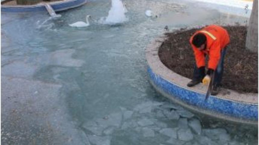 Konya'da Havuzlar Buz Tuttu