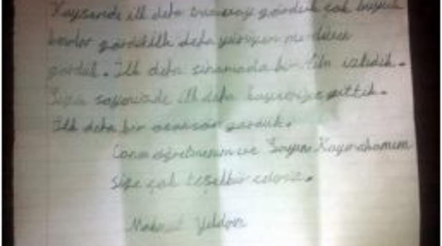 Minik &Ouml;ğrenci Kaymakam &Ouml;zbey&rsquo;e Mektup Yazdı