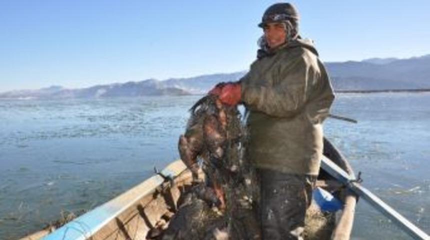 Balık&ccedil;ı Anne İle Oğlunun Buzda Ekmek M&uuml;cadelesi