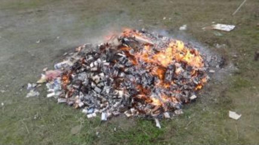 (&ouml;zel Haber) 200 Bin Liralık Ka&ccedil;ak Sigara Yakılarak İmha Edildi