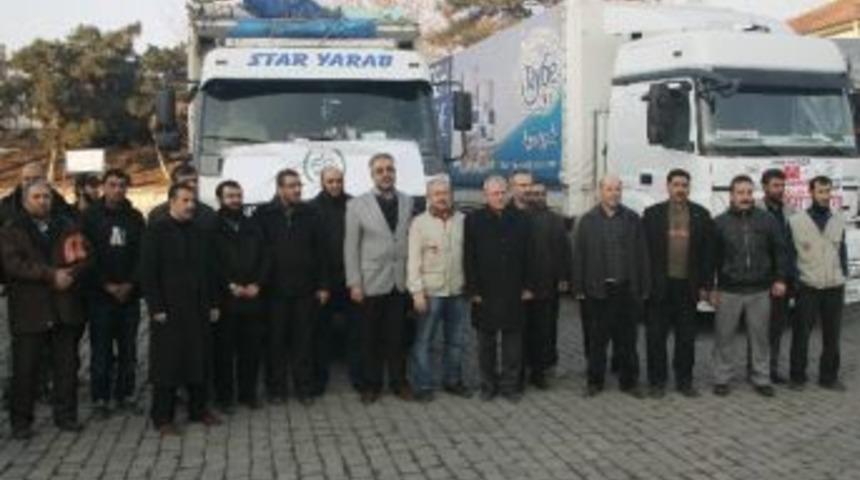Suriyeliler İ&ccedil;in Toplanan Yardım Malzemeleri Gaziantep'ten Yola &Ccedil;ıktı