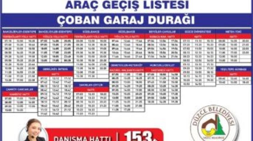 D&uuml;zce&rsquo;de Duraklarına Sefer Saatleri Asıldı