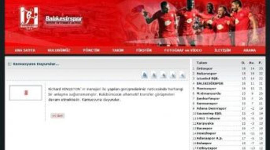 Balıkesırspor'dan Kıngson A&ccedil;ıklaması