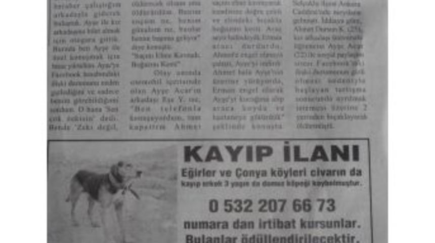 Kayıp K&ouml;peğini Gazete İlanıyla Arıyor