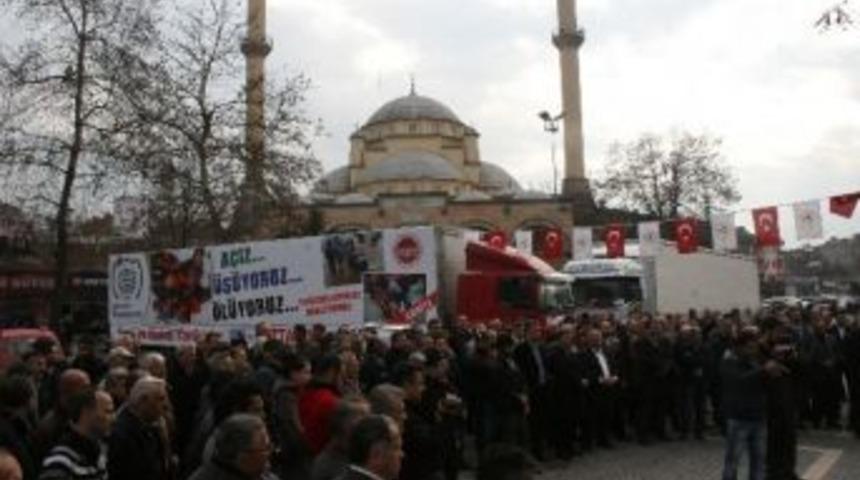 Suriye&rsquo;ye Yardım Tır&rsquo;ları D&uuml;zce&rsquo;den Dualarla Uğurlandı