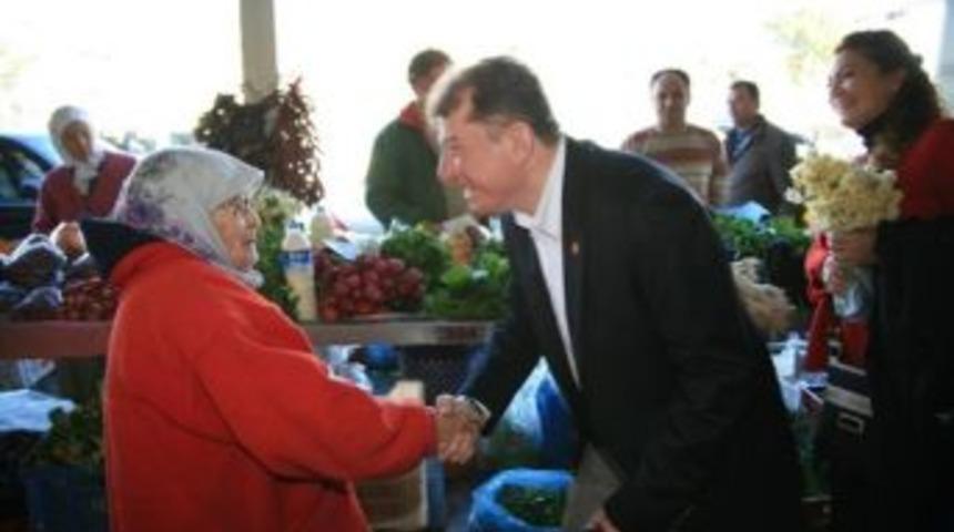 Dp&rsquo;nin Marmaris Adayı Mustafa Karacan Pazar Esnafıyla Buluştu