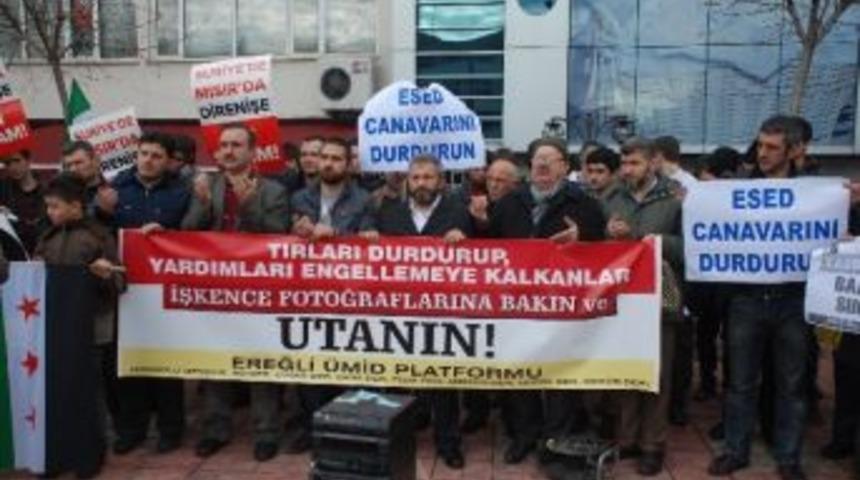 Ereğli&rsquo;de Suriye&rsquo;deki Katliamlar Protesto Edildi