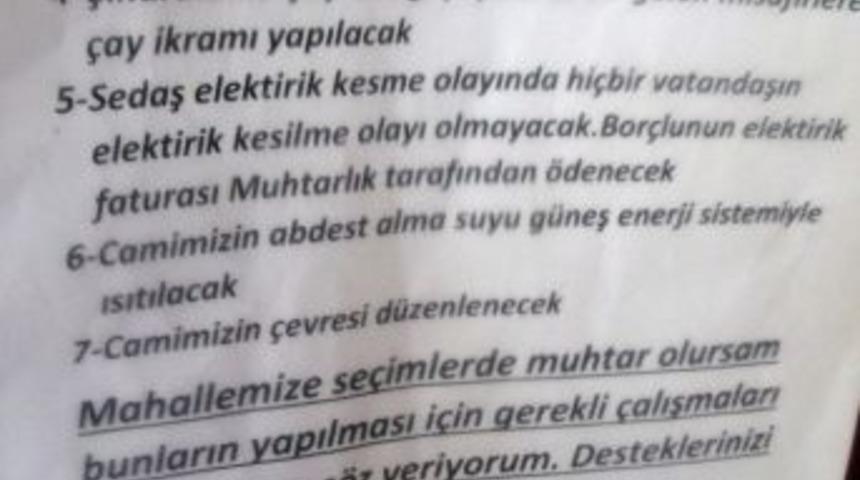 Muhtar Adayından İlgin&ccedil; Se&ccedil;im Vaadi