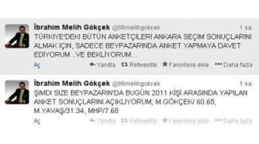 Melih G&ouml;k&ccedil;ek&rsquo;ten Anket Firmalarına &lsquo;beypazarı&rsquo; &Ccedil;ağrısı