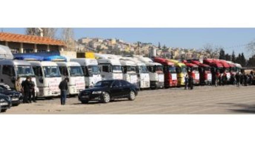 Yardım Malzemesi Dolu 20 Tır Suriye&rsquo;ye Uğurlandı