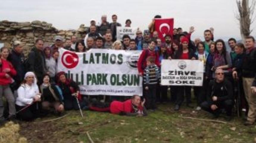 Beşparmak Dağı'na "latmos Milli Park Olsun" Pankartı