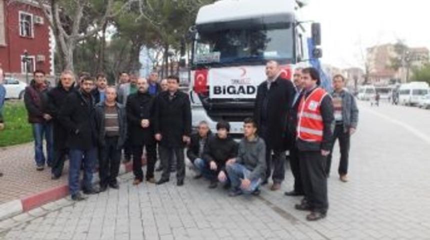 Bigadi&ccedil;&rsquo;ten Suriye Halkına İki Tır Dolusu Yardım