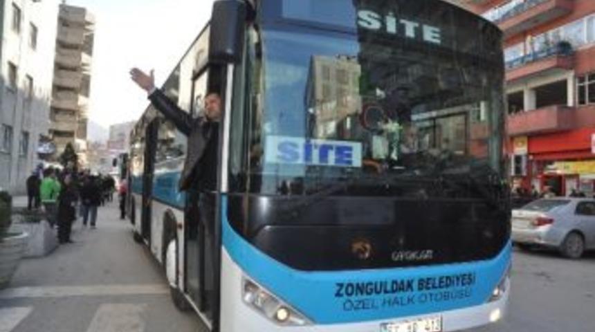 Zonguldak Halk Otob&uuml;sleri Eylemi Trafiği Kilitledi