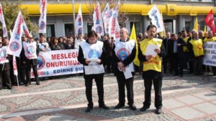 Edirne'de Sendikalar Yasa Tasarısına Tepki G&ouml;sterdi