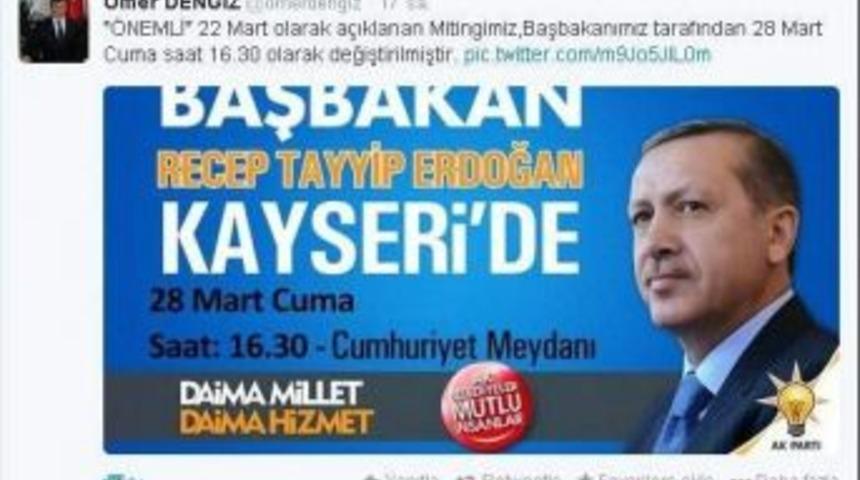 Başbakan&rsquo;ın Kayseri Mitingi Ertelendi