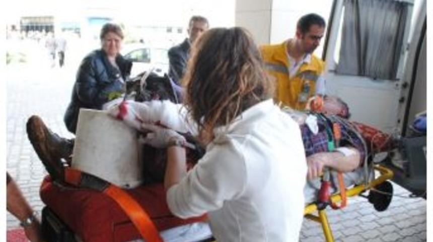 Bah&ccedil;e S&uuml;rerken &Ccedil;apa Makinesine Ayağını Sıkıştırdı