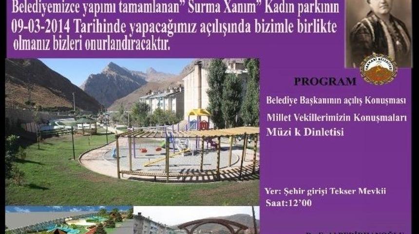 Hakkari&rsquo;de S&uuml;rme Hanım Kadın Parkı A&ccedil;ılıyor