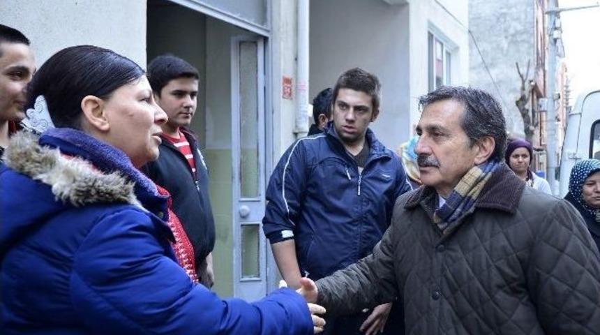 B&uuml;y&uuml;kerşen Ve Ata&ccedil;, Yangın &Ccedil;ıkan Apartmanda Oturan Vatandaşları Unutmadı