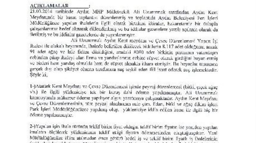 Aydın Belediyesi Personelinden Uzunırmak Hakkında Su&ccedil; Duyurusu