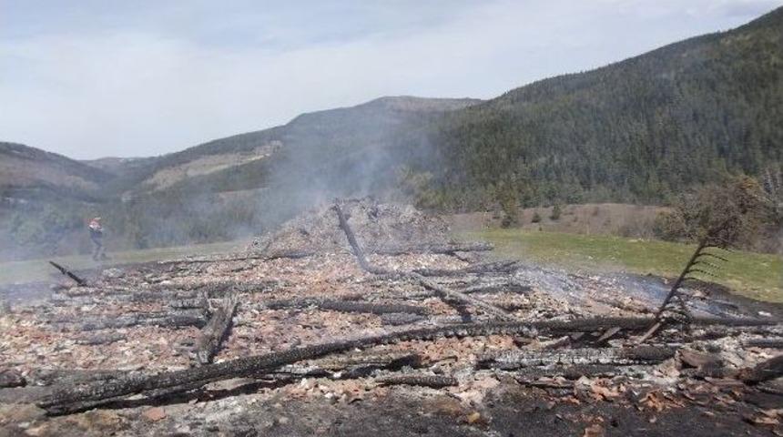 K&uuml;re'de Bir Samanlık Yanarak K&uuml;l Oldu