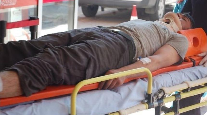 Bir Bu&ccedil;uk Metrelik Y&uuml;kseklikten D&uuml;şen İş&ccedil;i Yaralandı