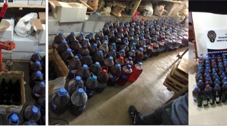 Nevşehir'de 600 litre el yapımı şarap ele ge&ccedil;irildi