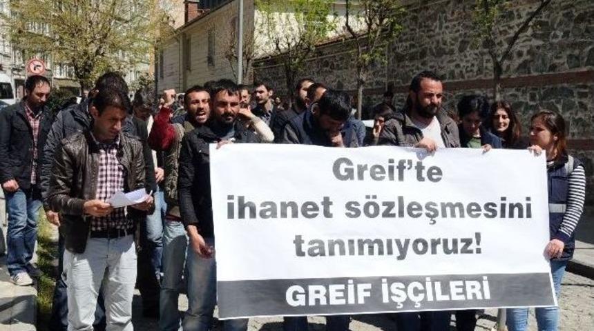 Disk'te 1 Mayıs A&ccedil;ıklaması Sırasında Greif İş&ccedil;ilerinden Protesto