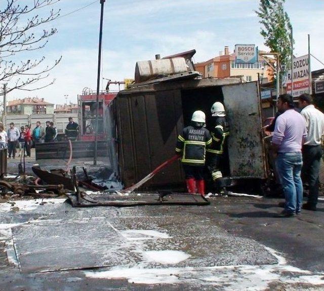 Aksaray’da Atıl Vaziyetteki Konteyner Yandı 2