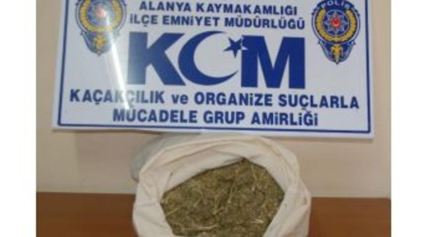 Alanya&rsquo;da Arama Yapılan Otomobilde 5,5 Kilo Esrar &Ccedil;ıktı