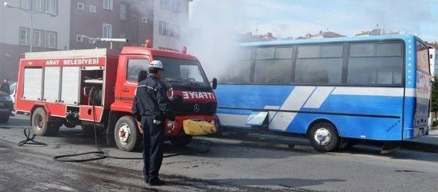 Aksaray’da Halk Otobüsünde Yangın