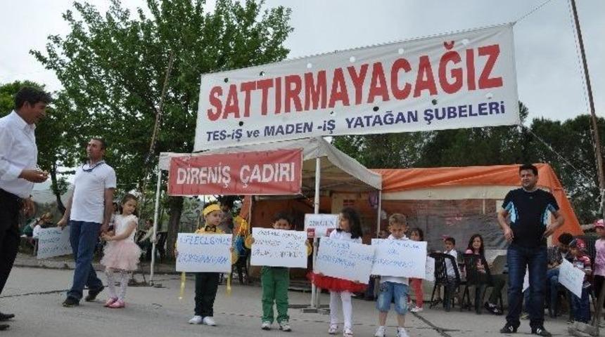 Yatağanlı &Ccedil;ocuklar, Kendi Bayramlarında &Ouml;zelleştirmenin İptalini İstedi