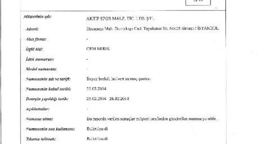 Satran&ccedil; Takımlarında, Sağlığa Aykırı Madde Bulunmamaktadır