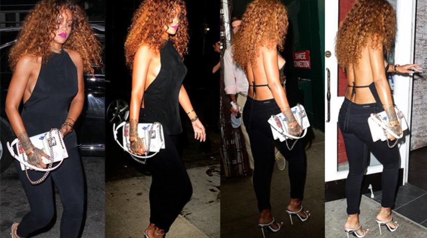 Rihanna bu sefer sırt dekoltesiyle b&uuml;y&uuml;ledi