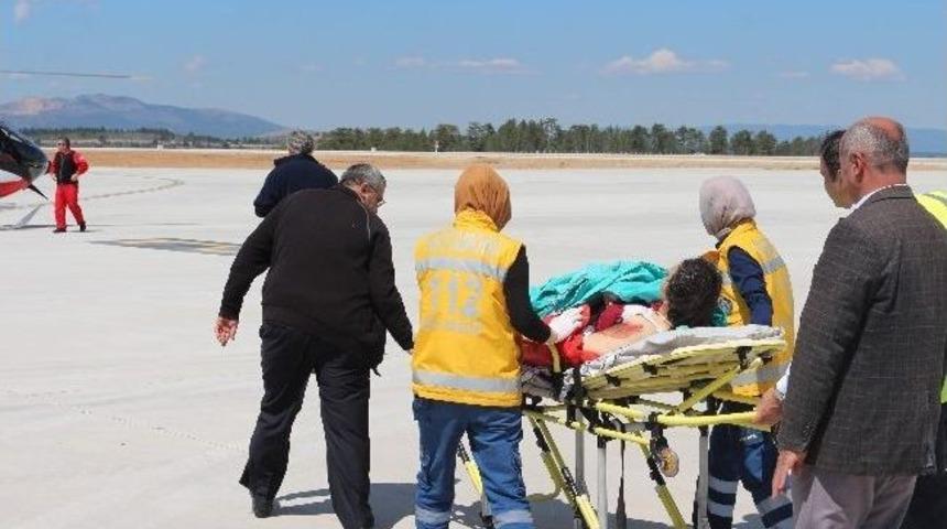 Kazada Yaralanan Hasta, Helikopter Ambulansla Ankara&rsquo;ya Sevk Edildi