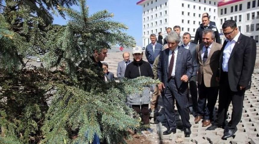 Rekt&ouml;r Prof. Dr. Korkmaz, Yerleşkedeki Peyzaj &Ccedil;alışmalarına Katıldı