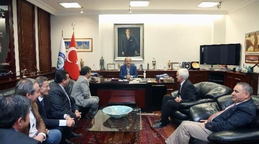 Esnaf Ve Sanatk&acirc;rlar Odası&rsquo;ndan Başkan B&uuml;y&uuml;kerşen&rsquo;e Ziyaret