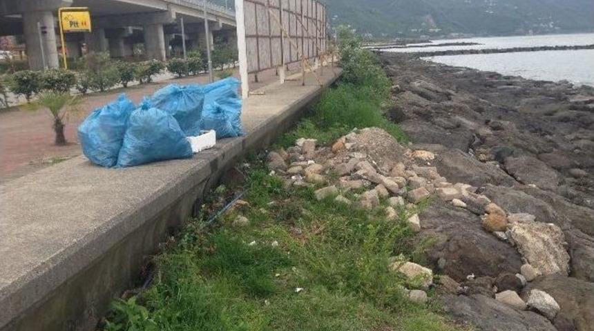 Belediye Sahilde &Ccedil;&ouml;p Toplama &Ccedil;alışması Yaptı