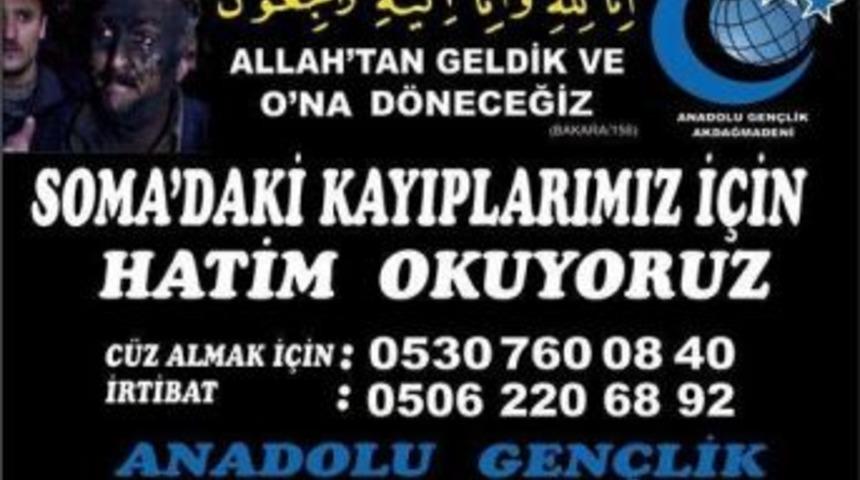 Akdağmadeni Anadolu Gen&ccedil;lik Derneği Soma Kayıpları İ&ccedil;in Hatim Okuyor