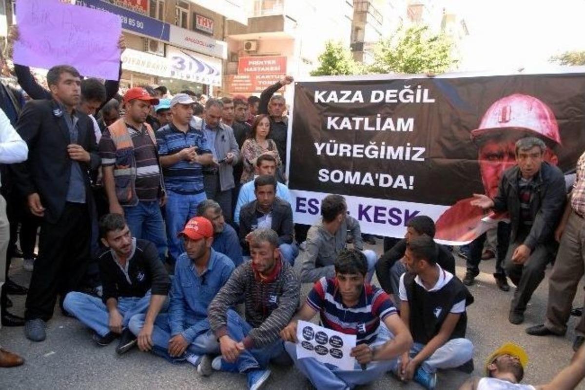 Diyarbakır&rsquo;da Soma İ&ccedil;in İş Bırakma Eylemi