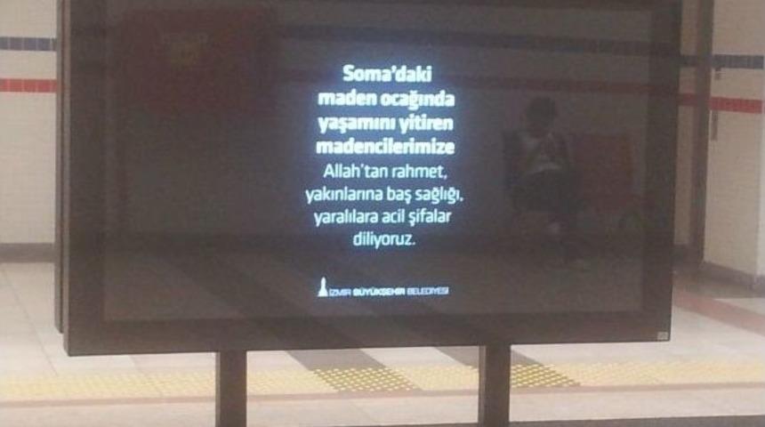 İzmir Metrosu'nda "kalpler Soma'da" Mesajı!