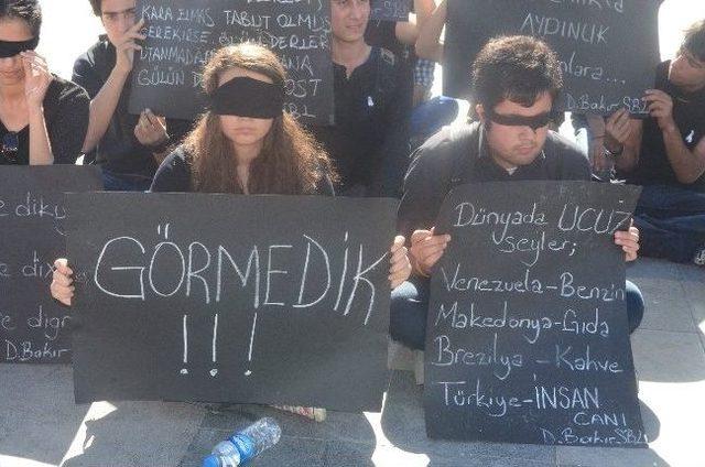 Diyarbakır’lı Öğrencilerden Soma’ya Oturma Eylemli Destek